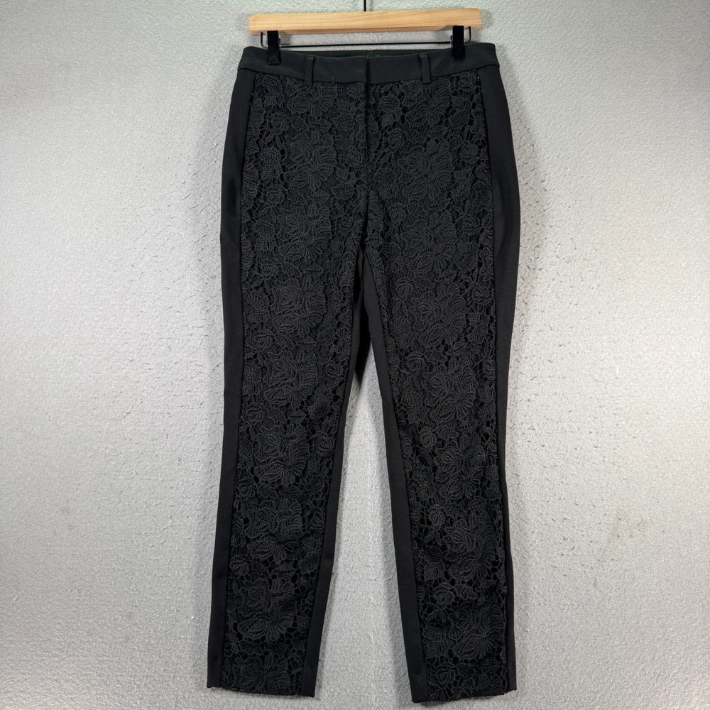 White House Black Market The‎ Slim Ankle Dress Pants Womens 6 Curvy Black Floral